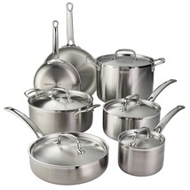 Tramontina Cookware Clad Pots And Pans Stainless Steel Cooking Saute Set 12 Pc ~ - £228.51 GBP