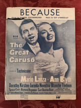 RARE Sheet Music Because The Great Caruso Mario Lanza Ann Blyth 1902 - £12.72 GBP