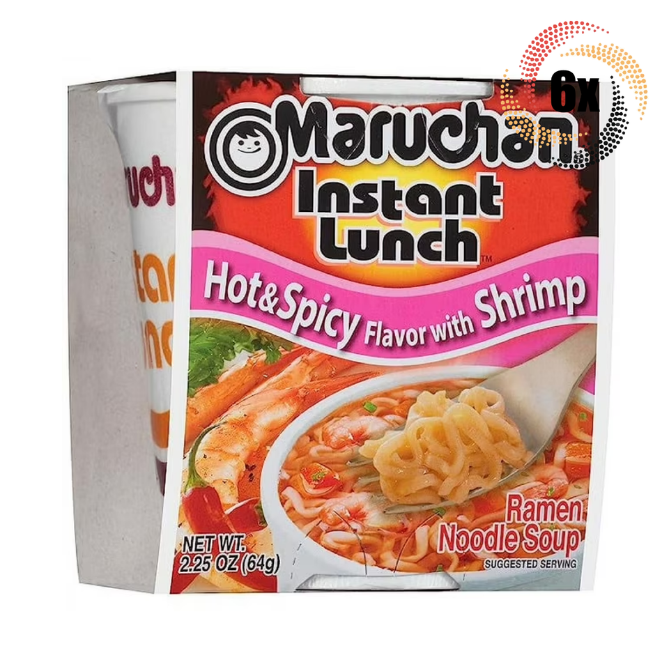 6x Cups Maruchan Instant Lunch Hot &amp; Spicy Shrimp Flavor Ramen Noodles |... - $19.70