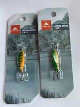 2 Pack - ozark trail casting spoon 1/8 fire tiger extra sharp treble hook - £11.59 GBP