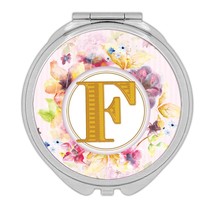Monogram Letter F : Gift Compact Mirror Name Initial Alphabet ABC - $12.99