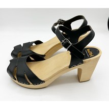 Swedish Hasbeens Merci Leather Sandals Black Leather Size 10 - £76.59 GBP