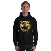 Dinosaur Trex Dino Pumpkins Moon Halloween Unisex Hoodie Black - $35.63+