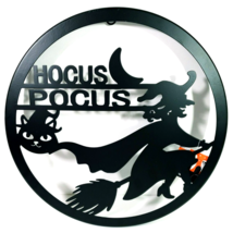 Hocus Pocus W/Witch on a Broom Metal Wall Decor  12.75 in New With Tags - £11.93 GBP