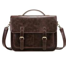 Leather Shoulder Bags for Men Retro 14 Inch Laptop Messenger Bags - £80.32 GBP
