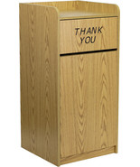 NEW OAK LAMINATE COMMERCIAL WASTE TRASH WOOD RECEPTACLE CAN BIN HOLDER T... - $379.95
