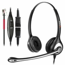 Rj9 Telephone Headset Dual With Noise Cancelling Mic, Quick Disconnect, ... - £41.66 GBP