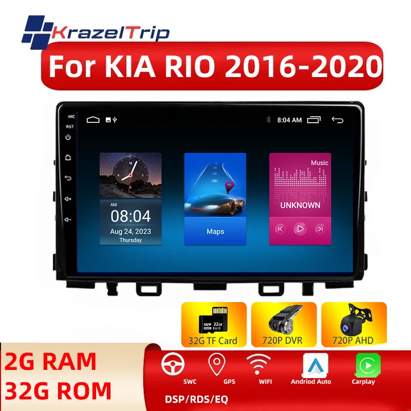 9 Inch 2 Din Multimedia Android with Frame Car Radio for Kia Rio 2016 2017 2018 - £97.23 GBP+