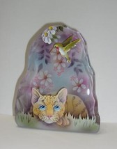 Fenton Glass &quot;Bird Watching&quot; Tabby Cat Iceberg Paperweight Lt Ed Spindle... - £211.97 GBP