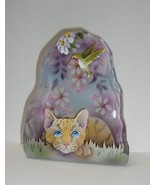 Fenton Glass &quot;Bird Watching&quot; Tabby Cat Iceberg Paperweight Lt Ed Spindle... - £211.97 GBP