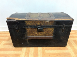 Vintage STEAMER TRUNK storage chest camelback humpback antique victorian... - $89.99