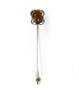 Vintage Gold Tone Tigers Eye Cabochon Stick Lapel Pin Open Work Border 6... - £7.54 GBP