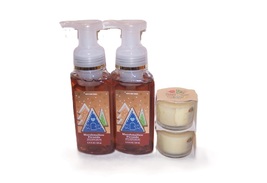 Bath &amp; Body Works Marshmallow Fireside Foaming Soap w Christmas Cookie Candle - £21.49 GBP
