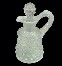 Vintage Fenton Clear Opalescent Glass Crystal Hobnail Oil Cruet with Sto... - $31.49