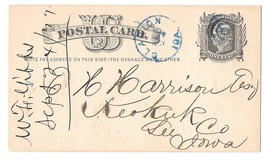 UX5 Clarion Iowa to Keokuk Co 1877 Delinquent Tax Bill Blue Fancy Cancel... - £9.55 GBP