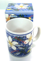 1996 Collectible Jim Lieu Hawaii Coffee Mug Blue Plumeria Aloha Island H... - £7.51 GBP