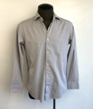 Bugatchi Mens Button Up Dress Shirt Gray Woven Texture 32/33 15.5 Flip Cuffs - $27.72