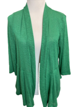 Chenault Women&#39;s Loose Weave Cardigan Open Peplum Sweater Green Large - £15.04 GBP