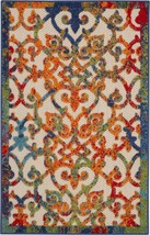 3' X 4' Ivory And Blue Floral Indoor Outdoor Area Rug - $2,055.23 MXN