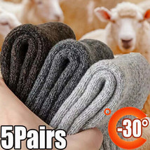 5 Pairs Winter Warm Men’s Socks Wool Male Women Socks Super Thick - £23.99 GBP