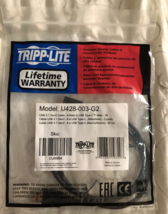 Tripp Lite 3ft USB 3.1 Gen 2 USB-C to USB-A Cable 10 Gbps USB Type-C M/M 3&#39; - £13.25 GBP