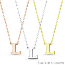 Initial Letter &quot;L&quot; 14k Rose White Yellow Gold Alphabet Pendant &amp; Chain Necklace - £119.08 GBP
