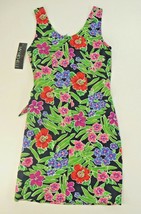 Black Bright Floral Faux Sarong Tie Dress My Michelle Womens Size 7/8 New - £23.58 GBP