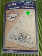 Bucilla Bridal Bouquet Dresser Scarf Stamped Cross Stitch Kit - New - $12.67