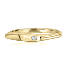 Minimalist Thin Diamond Pinky Ring Solid Stacking 14k Yellow Gold Round 0.02 ct - £228.52 GBP