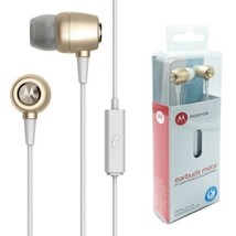 Motorola 3.5mm In-Ear Premium Metal Earbuds Headphone In-Line Mic - Gold BN - £8.66 GBP