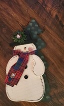 Wood Snowman Primitive Christmas Wall Hanging Decor Plaque Country Folk ... - £12.94 GBP