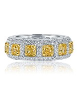 4.01 CT Natürlich Kostüm Gelb Kissen Diamant Hochzeit Ewigkeitsring 14k ... - €5.806,06 EUR