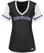 Majestic Athletic Women&#39;s Colorado Rockies Curveball Babe T-Shirt, Black, Large - £19.77 GBP