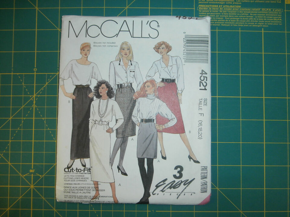 McCall's 4521 Size 16 18 20 Misses' Skirts - £10.11 GBP