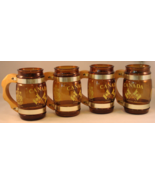 Glass CANADA Mugs 16 oz. (4) - Carved Wood Handles, Mountie, Flags - Vin... - £9.05 GBP