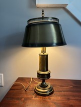Vintage Metal Brass Desk Table Lamp Bouillotte Shade MCM Double Chain Li... - $69.29