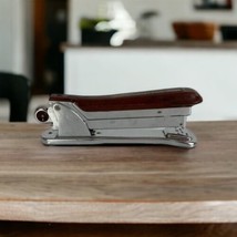 ACE LINER 502 Vintage Desk Stapler Retro Mid Century Chrome Wood Tone  - £17.53 GBP