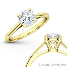 Forever ONE D-E-F Round Moissanite 4Pr Solitaire 14k Yellow Gold Engagement Ring - £478.63 GBP+