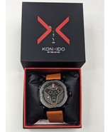KONXIDO Mens Orange Leather Band Analog Quartz Watch KO6341 - £16.16 GBP