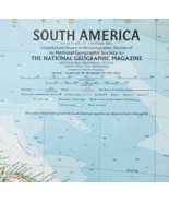 1960 South America Map National Geographic Antique Continent 24.75 x 19&quot;... - $41.81 CAD