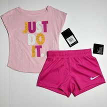 Nike Little Kids Just Do It T-Shirt &amp; Shorts Set Outfit Sz 3T 4T New - £18.85 GBP