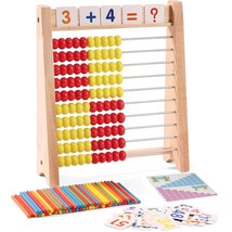 Wooden Abacus For Kids Math Learning Tool With Counting Sticks Numbers 1-100 Car - £25.30 GBP
