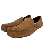 Ugg Slippers Mens 10 Brown Alder Leather Shearling Wool Lined Slip On Sh... - $54.14 CAD