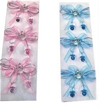 Baby Shower Favor Bow ties Pre-made Princess Bear Carriage Baby Feet 6 Ct - £10.35 GBP