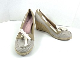 SPERRY Top-Sider Espadrilles Heels Women 8.5 Clarens Shoes Brown Pinstri... - $361.07 MXN