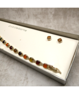 Liz Claiborne Faux Stone Multicolor 7.5&quot; Bracelet and Pierced Stud Earri... - $27.73 CAD