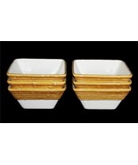 6 Kohl&#39;s MONTEREY Embossed Bamboo Look HEAVY Ceramic Square 6-1/4&quot; Bowls... - $68.58 CAD