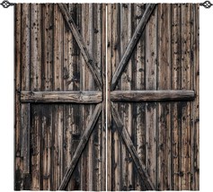 Rustic Curtains Rod Pocket Wooden Barn Door Village Farmhouse Western Country - £25.86 GBP