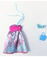 Mattel Barbie Boho Fashion Dress Pink &amp; Blue Party Dress, Shoes &amp; Purse - £10.41 GBP