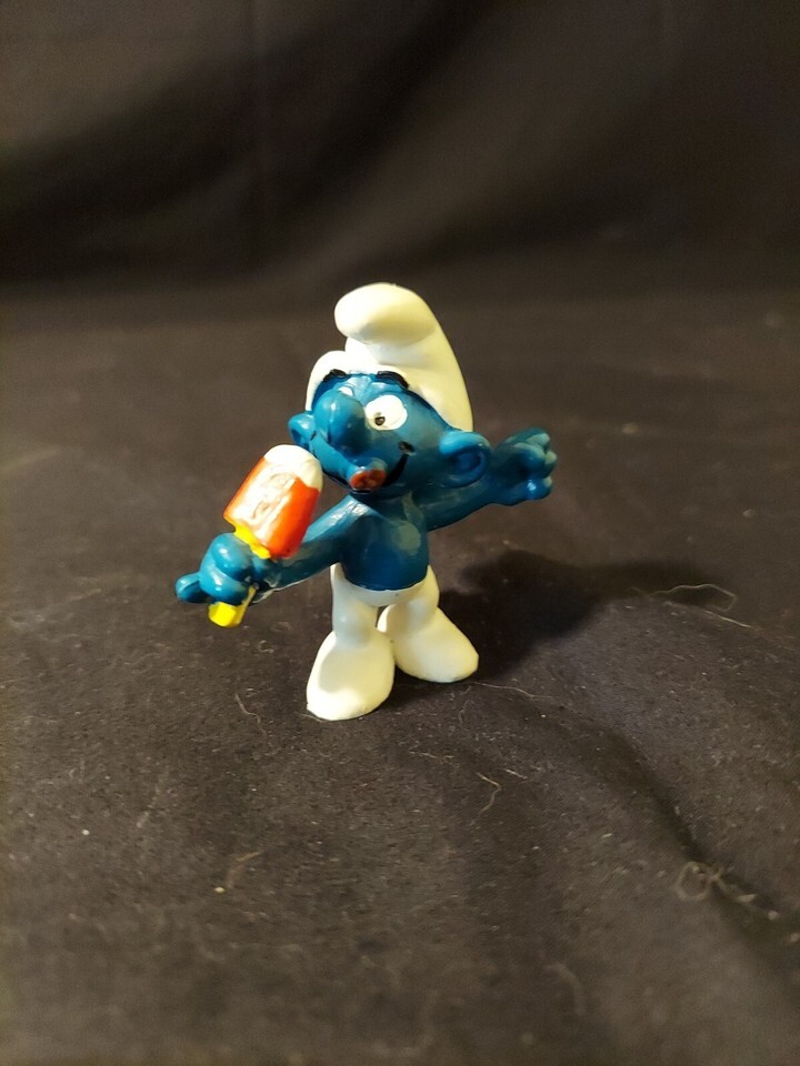 POPSICLE SMURF - 20053 - SMURFS VINTAGE 1978 SCHLEICH PEYO 2&quot; PVC FIGURE - $8.41